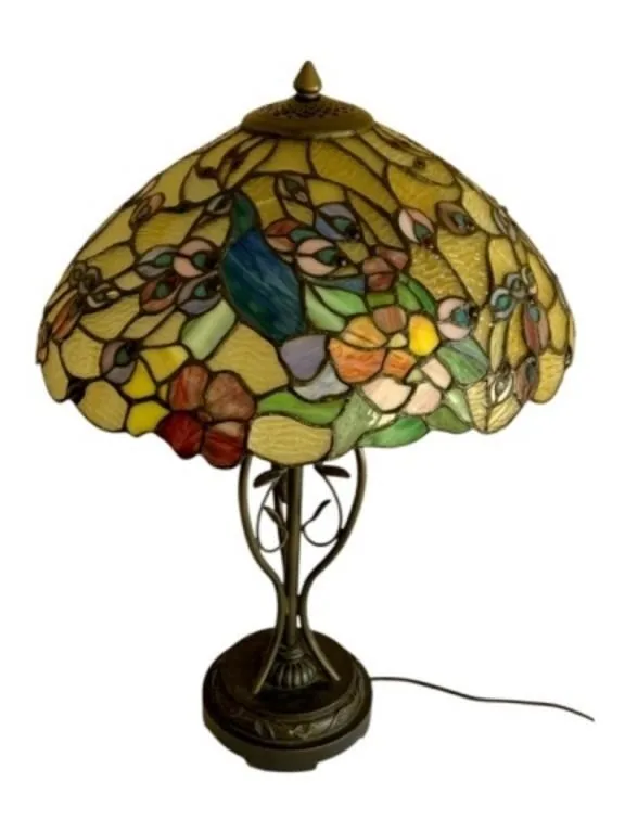 Stained Glass Lamp - as is damaged - 26" tall