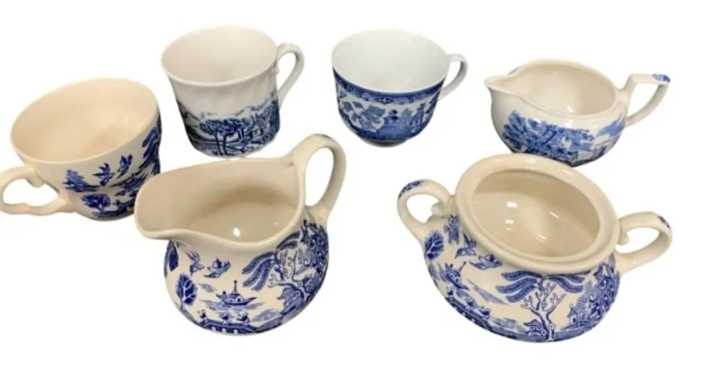 English ironstone Blue Willow tableware