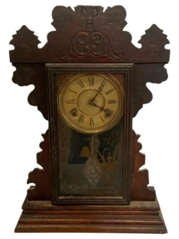 Antique carved mantel clock