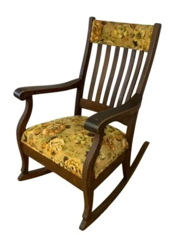 Mission-style oak rocker