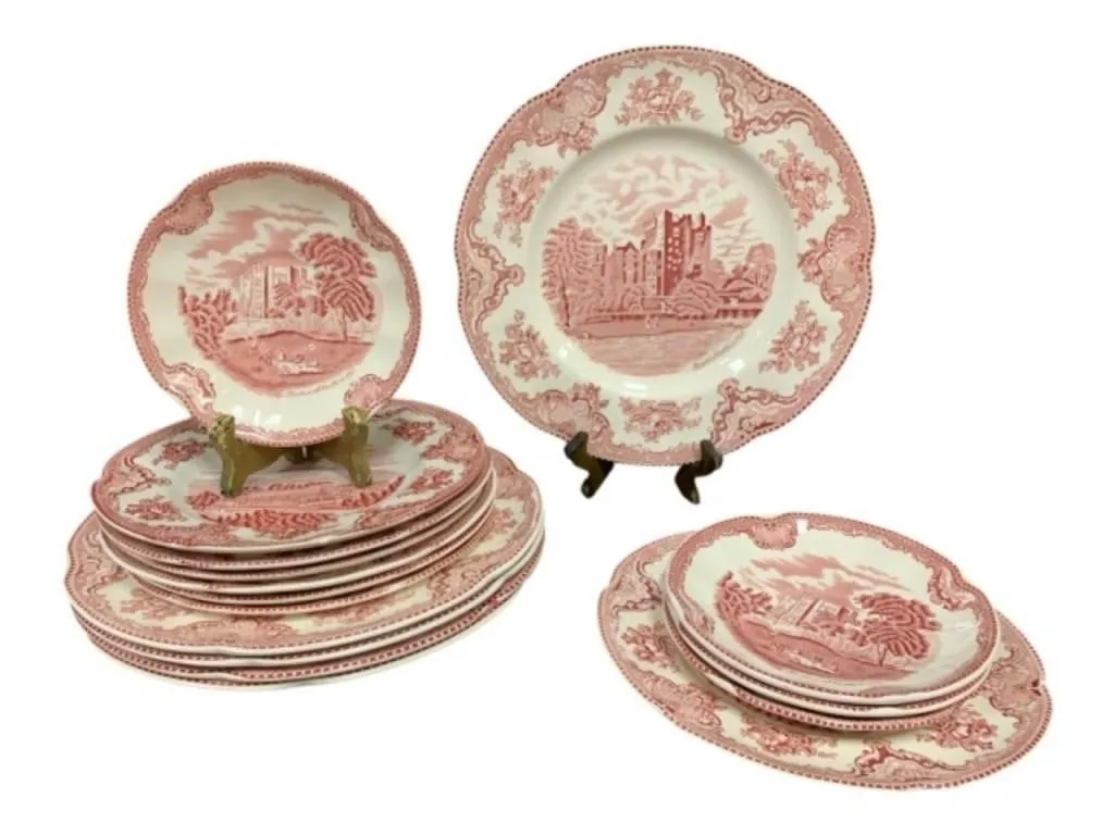 Johnson Brothers pink transferware plates