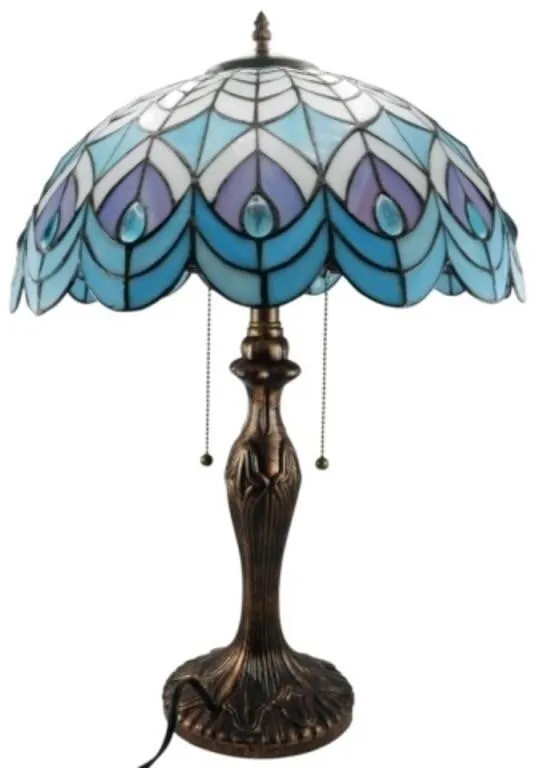 Tiffany-style peacock stained glass lamp